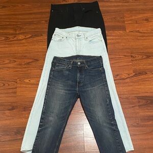Levi's Men's Jeans in Black, Light Blue, and Dark Blue